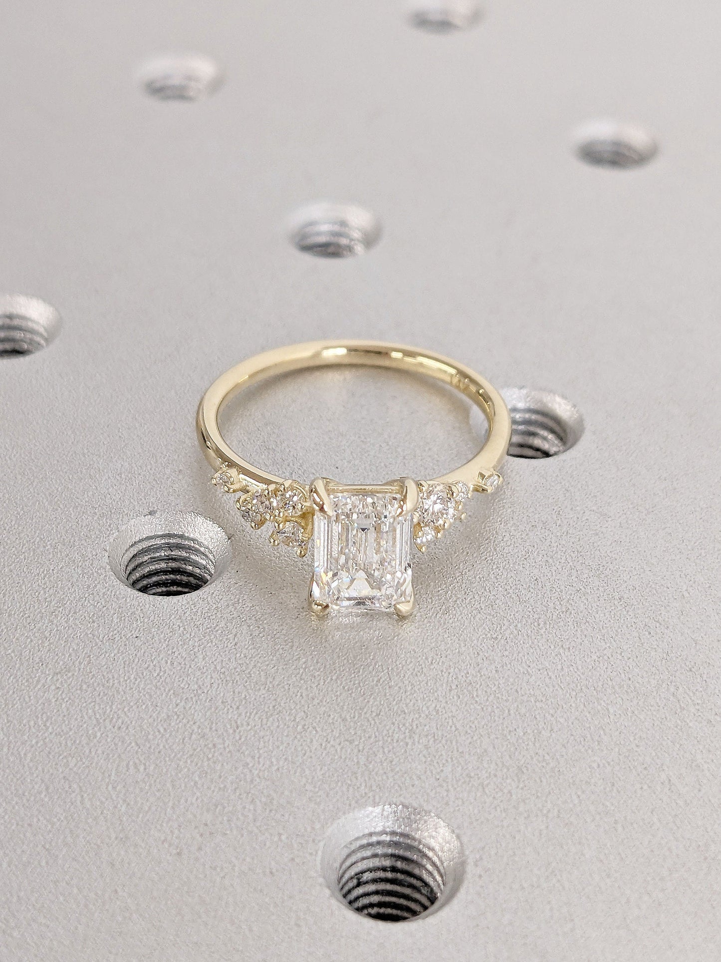 Asscher Three Stones Engagement Ring – 5.75 CT Moissanite Diamond