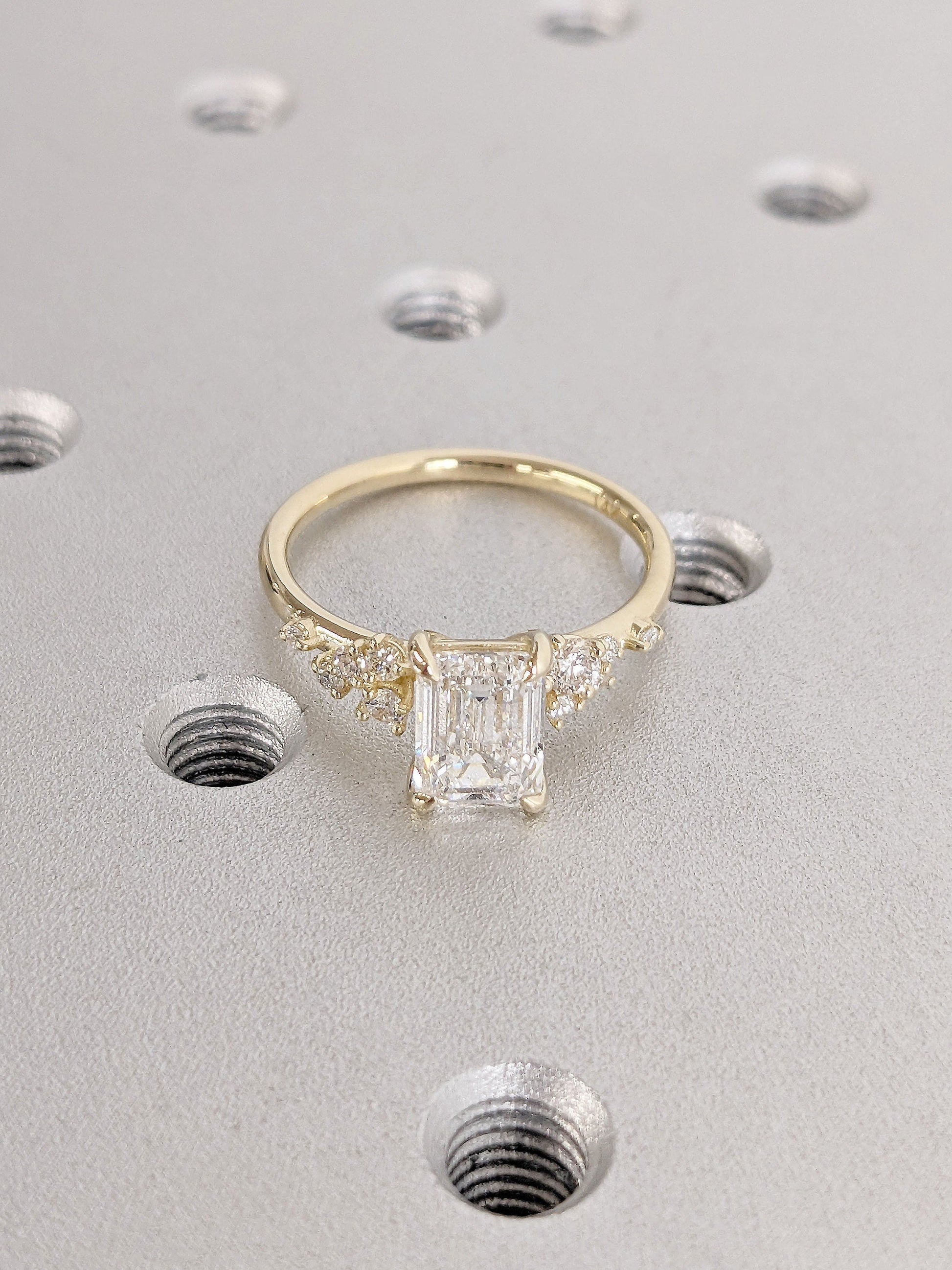 Asscher Three Stones Engagement Ring – 5.75 CT Moissanite Diamond