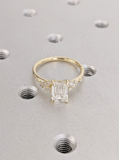 Asscher Three Stones Engagement Ring – 5.75 CT Moissanite Diamond