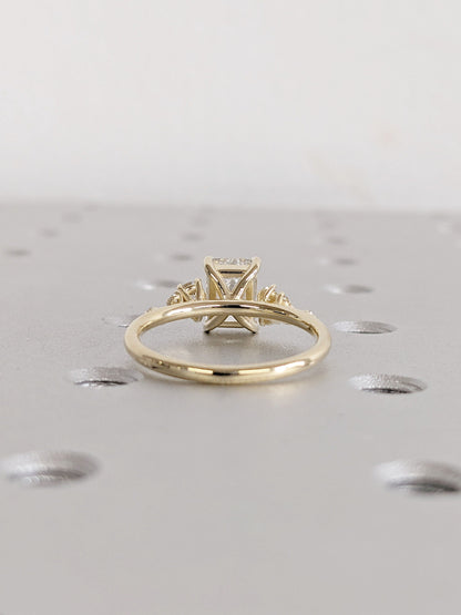Asscher Three Stones Engagement Ring – 5.75 CT Moissanite Diamond
