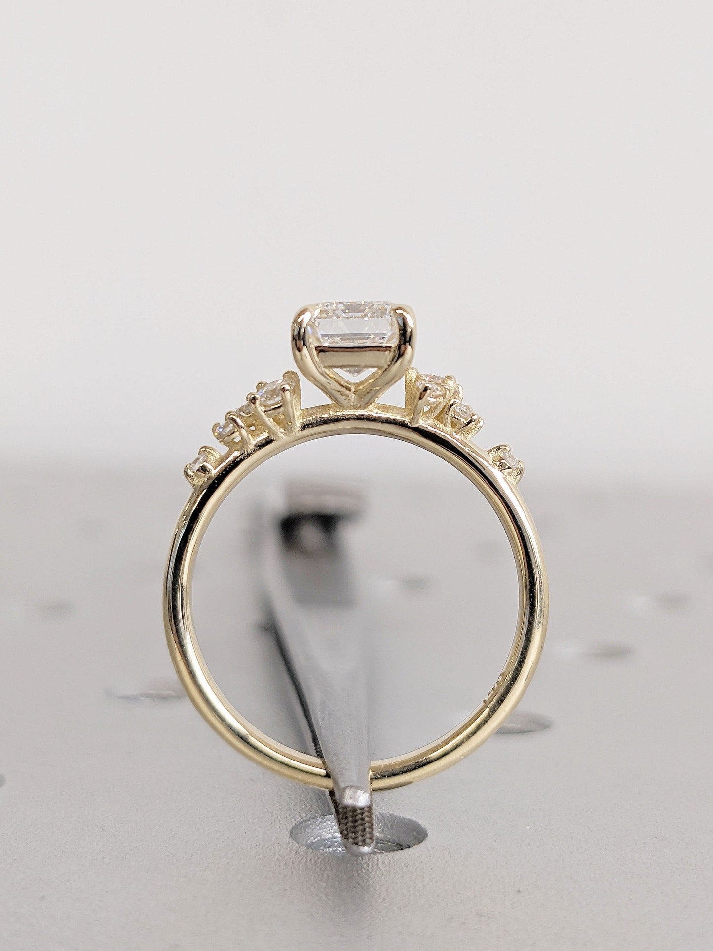 Asscher Three Stones Engagement Ring – 5.75 CT Moissanite Diamond