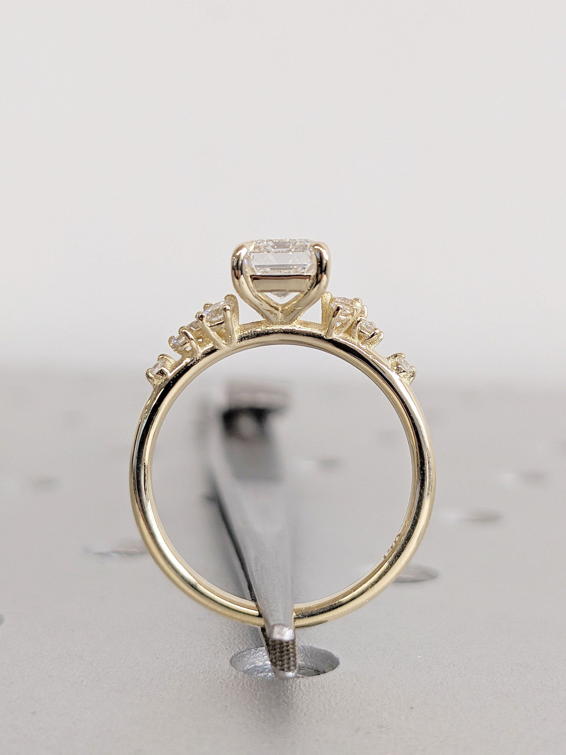 Asscher Three Stones Engagement Ring – 5.75 CT Moissanite Diamond
