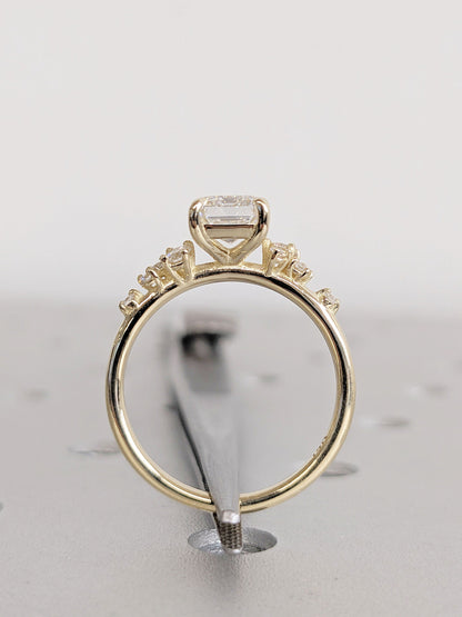 Asscher Three Stones Engagement Ring – 5.75 CT Moissanite Diamond