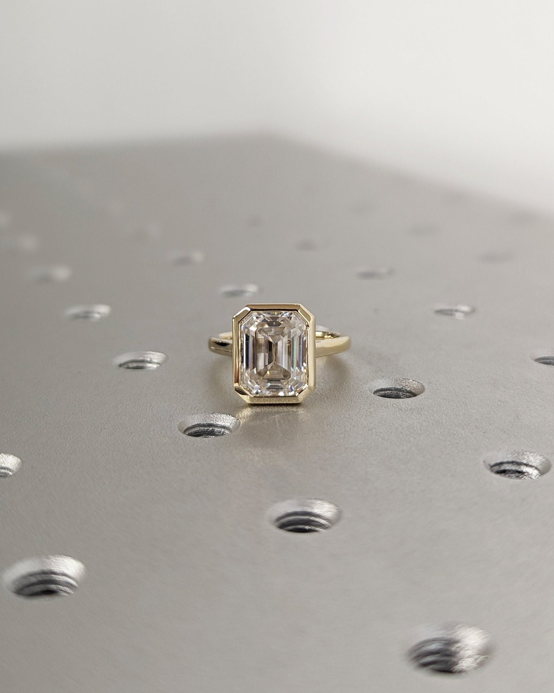 Asscher Three Stones Engagement Ring – 5.75 CT Moissanite Diamond