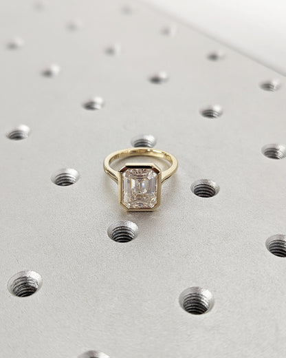 Asscher Three Stones Engagement Ring – 5.75 CT Moissanite Diamond
