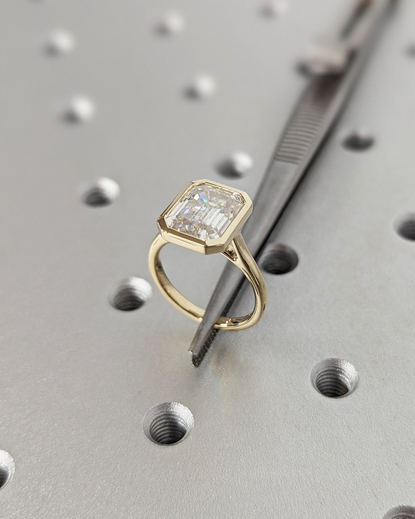 Asscher Three Stones Engagement Ring – 5.75 CT Moissanite Diamond