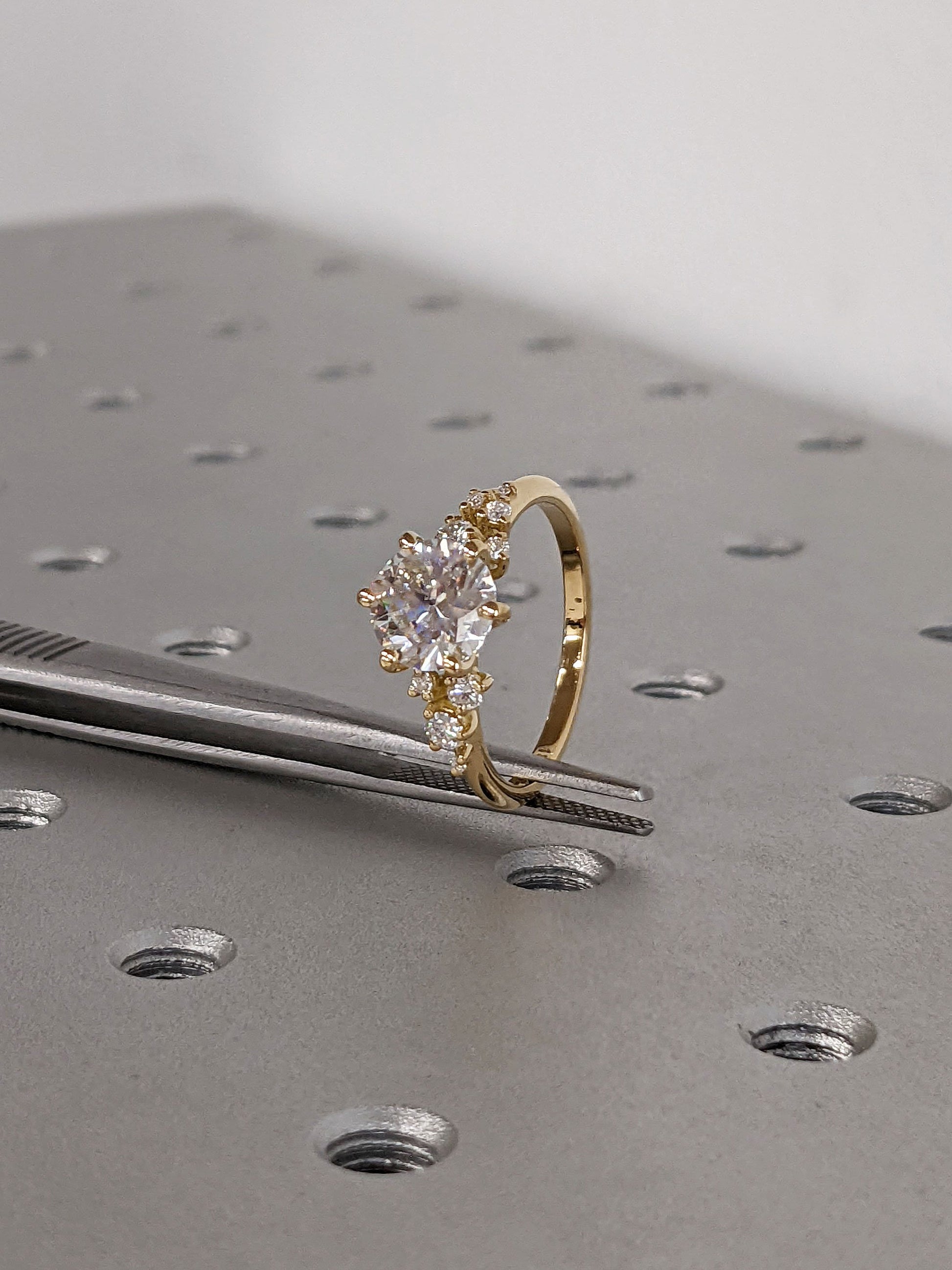 Asscher Three Stones Engagement Ring – 5.75 CT Moissanite Diamond