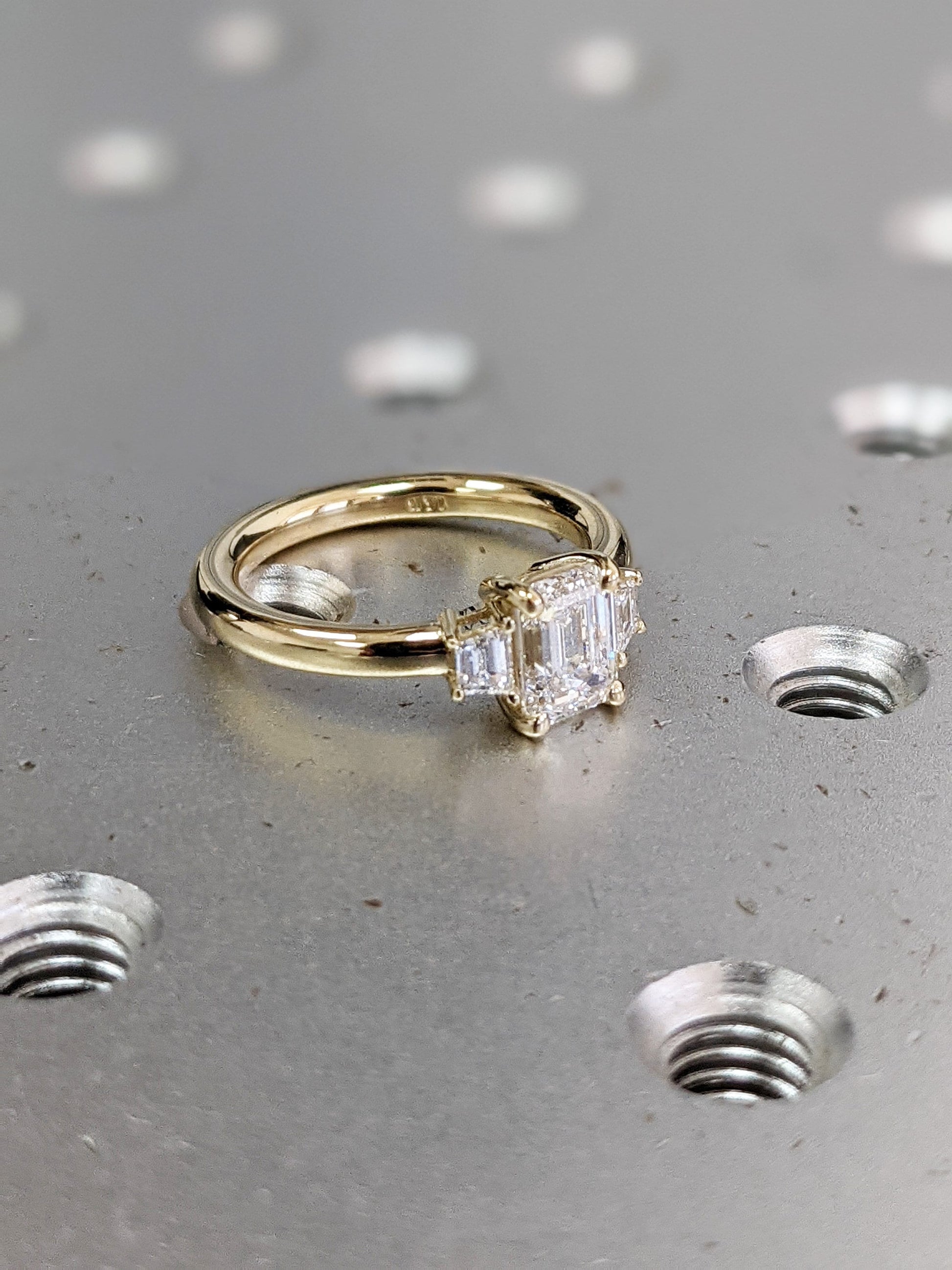 Asscher Three Stones Engagement Ring – 5.75 CT Moissanite Diamond