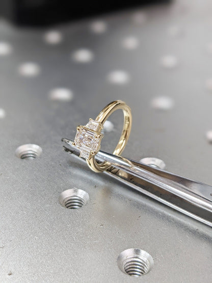 Asscher Three Stones Engagement Ring – 5.75 CT Moissanite Diamond