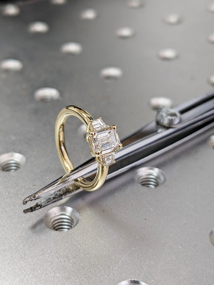 Asscher Three Stones Engagement Ring – 5.75 CT Moissanite Diamond