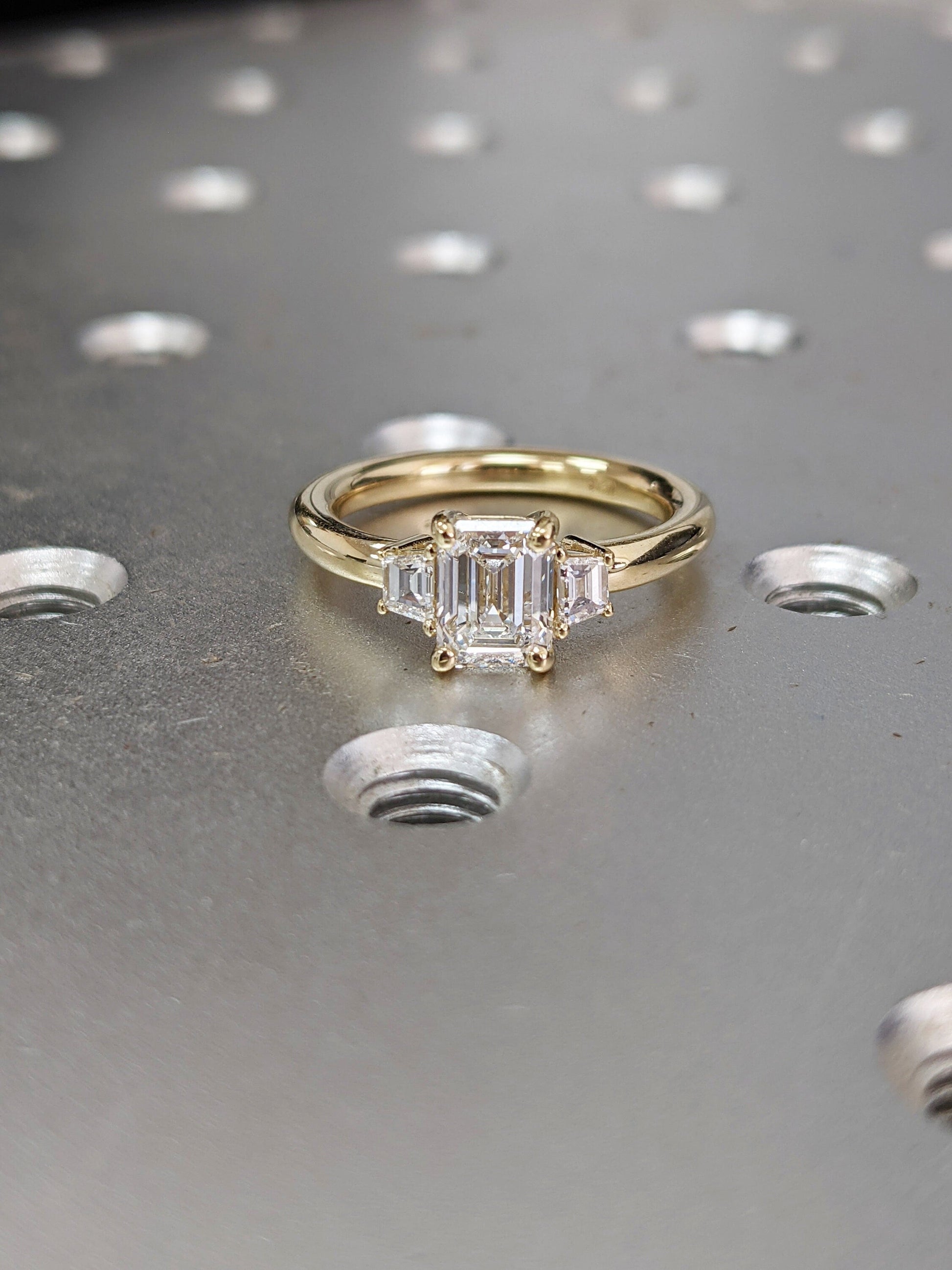 Asscher Three Stones Engagement Ring – 5.75 CT Moissanite Diamond