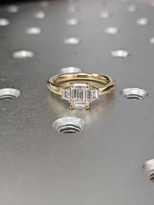 Asscher Three Stones Engagement Ring – 5.75 CT Moissanite Diamond