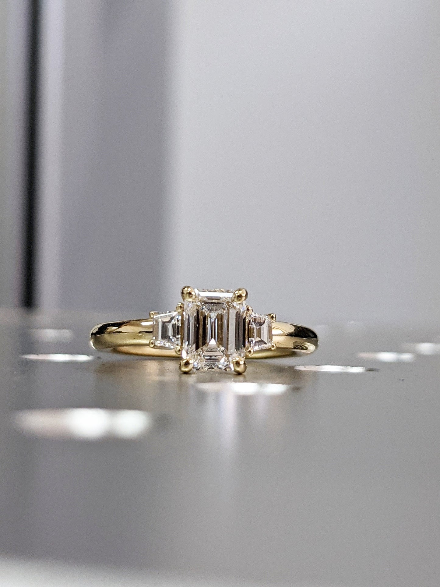 Asscher Three Stones Engagement Ring – 5.75 CT Moissanite Diamond