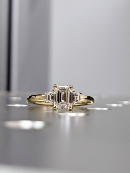 Asscher Three Stones Engagement Ring – 5.75 CT Moissanite Diamond