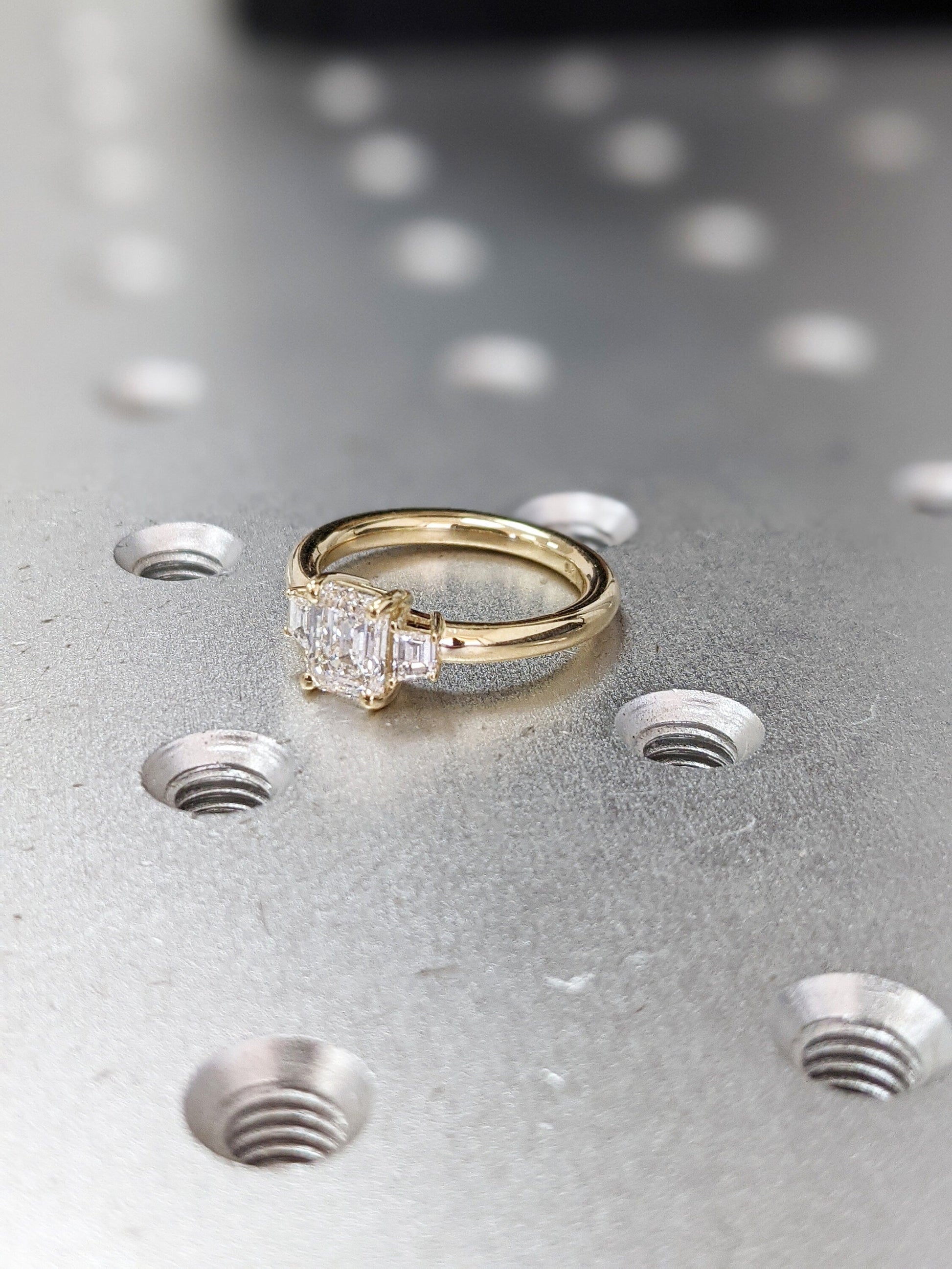 Asscher Three Stones Engagement Ring – 5.75 CT Moissanite Diamond
