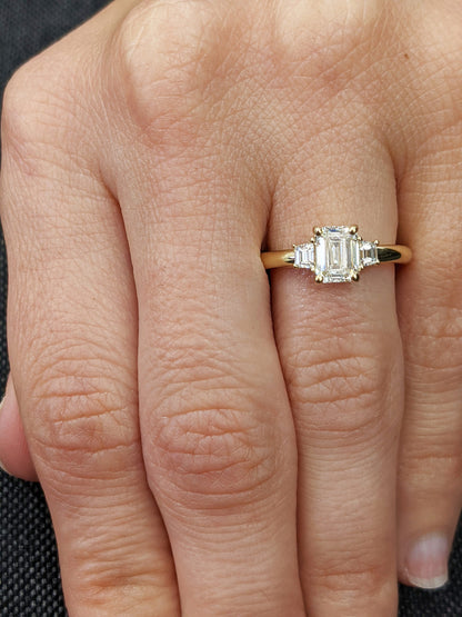 Asscher Three Stones Engagement Ring – 5.75 CT Moissanite Diamond