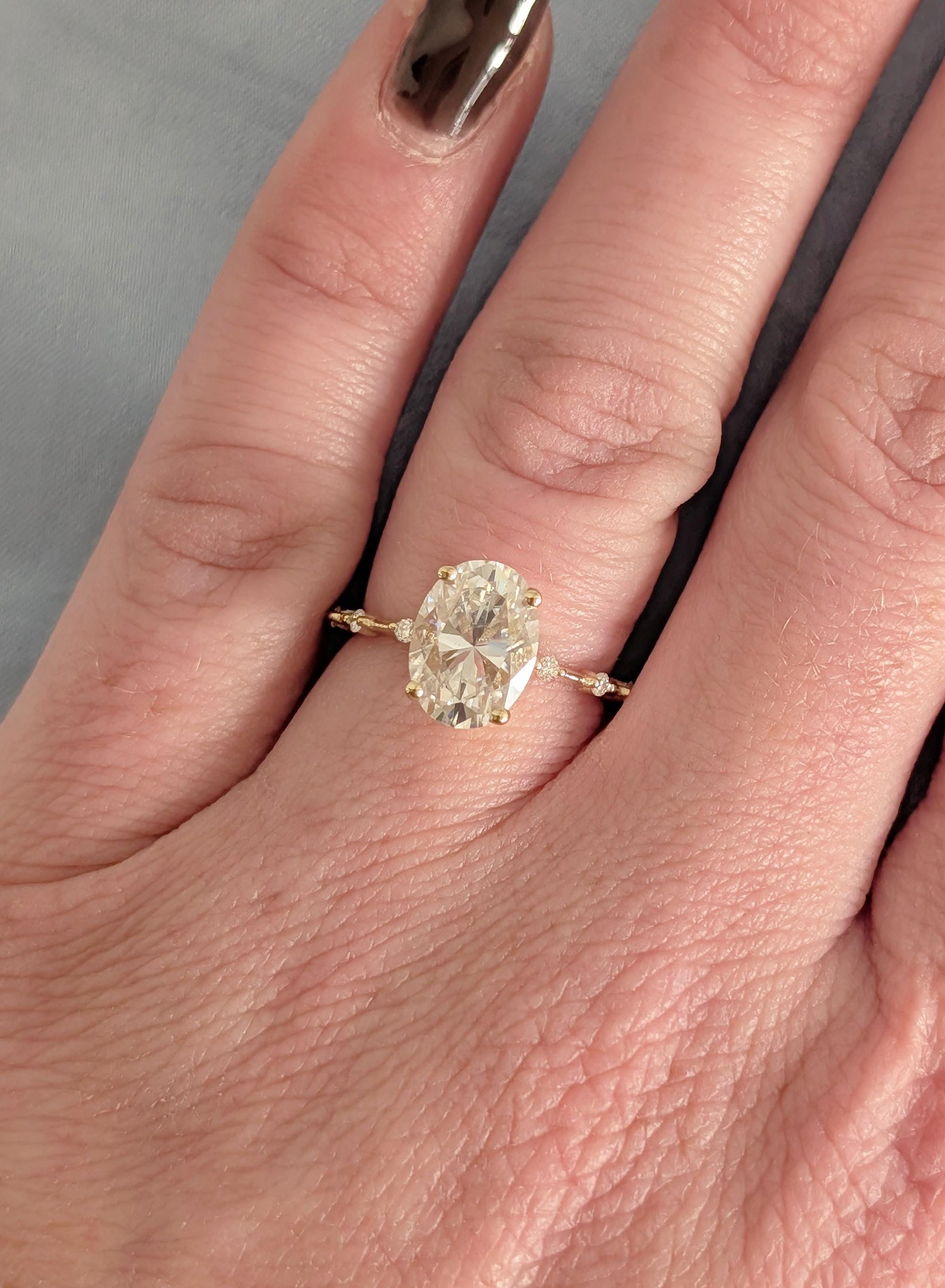 Asscher Three Stones Engagement Ring – 5.75 CT Moissanite Diamond