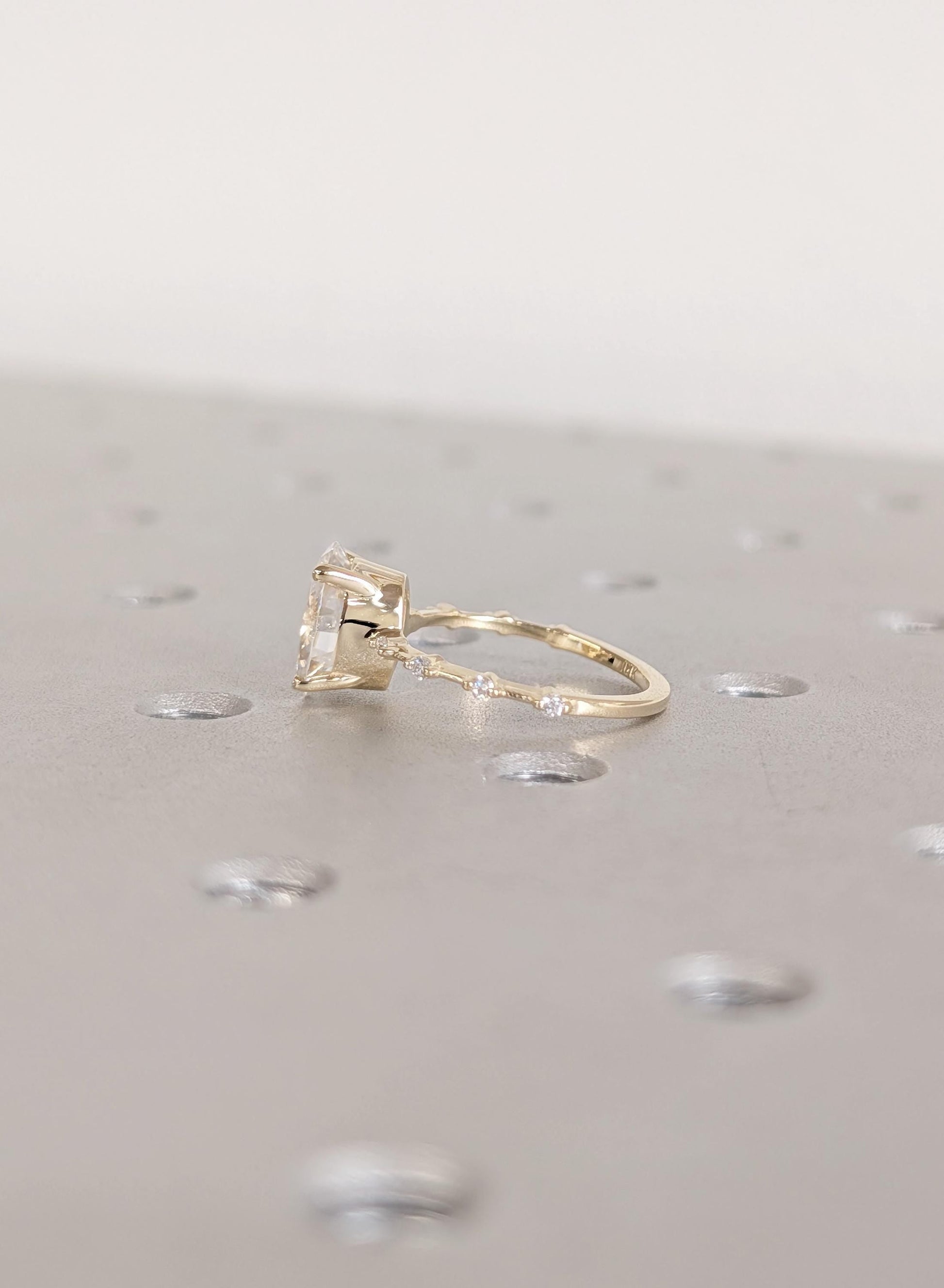 Asscher Three Stones Engagement Ring – 5.75 CT Moissanite Diamond