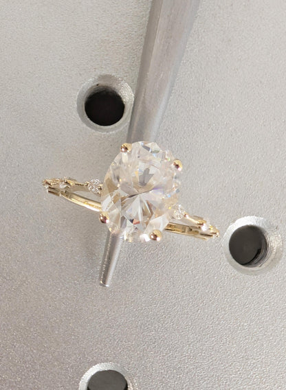 Asscher Three Stones Engagement Ring – 5.75 CT Moissanite Diamond
