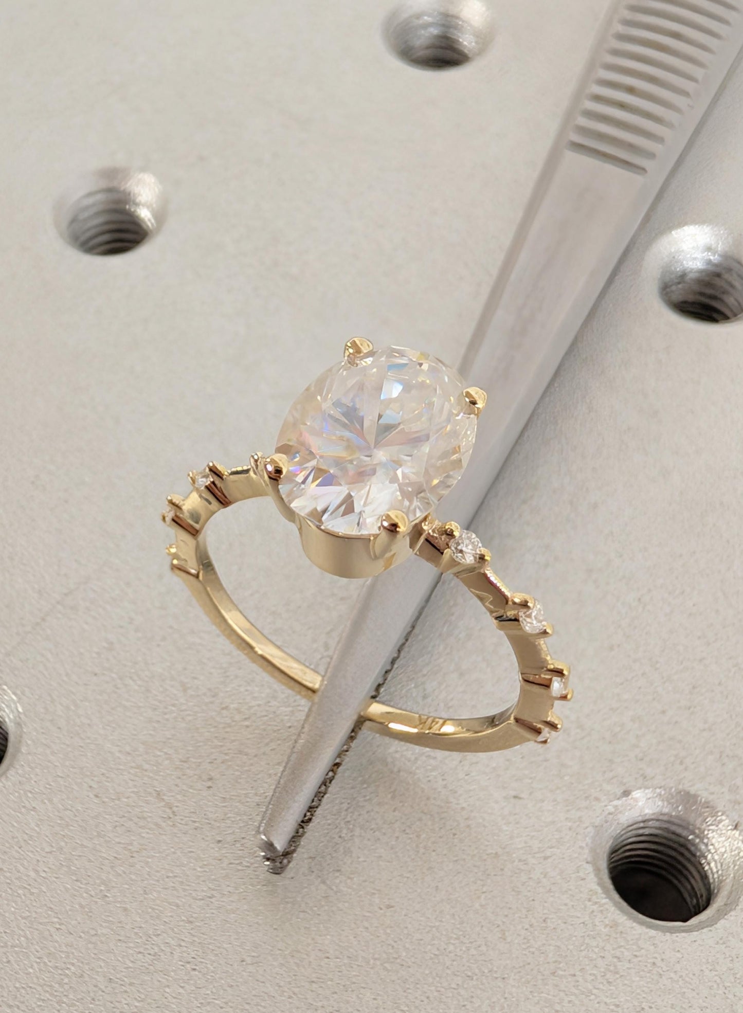 Asscher Three Stones Engagement Ring – 5.75 CT Moissanite Diamond
