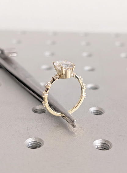 Asscher Three Stones Engagement Ring – 5.75 CT Moissanite Diamond