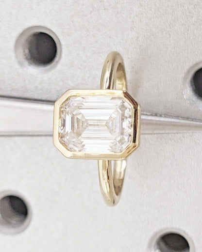 Asscher Three Stones Engagement Ring – 5.75 CT Moissanite Diamond