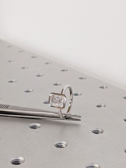 Asscher Three Stones Engagement Ring – 5.75 CT Moissanite Diamond