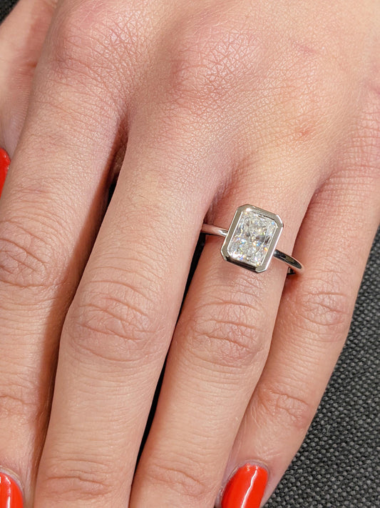 Asscher Three Stones Engagement Ring – 5.75 CT Moissanite Diamond