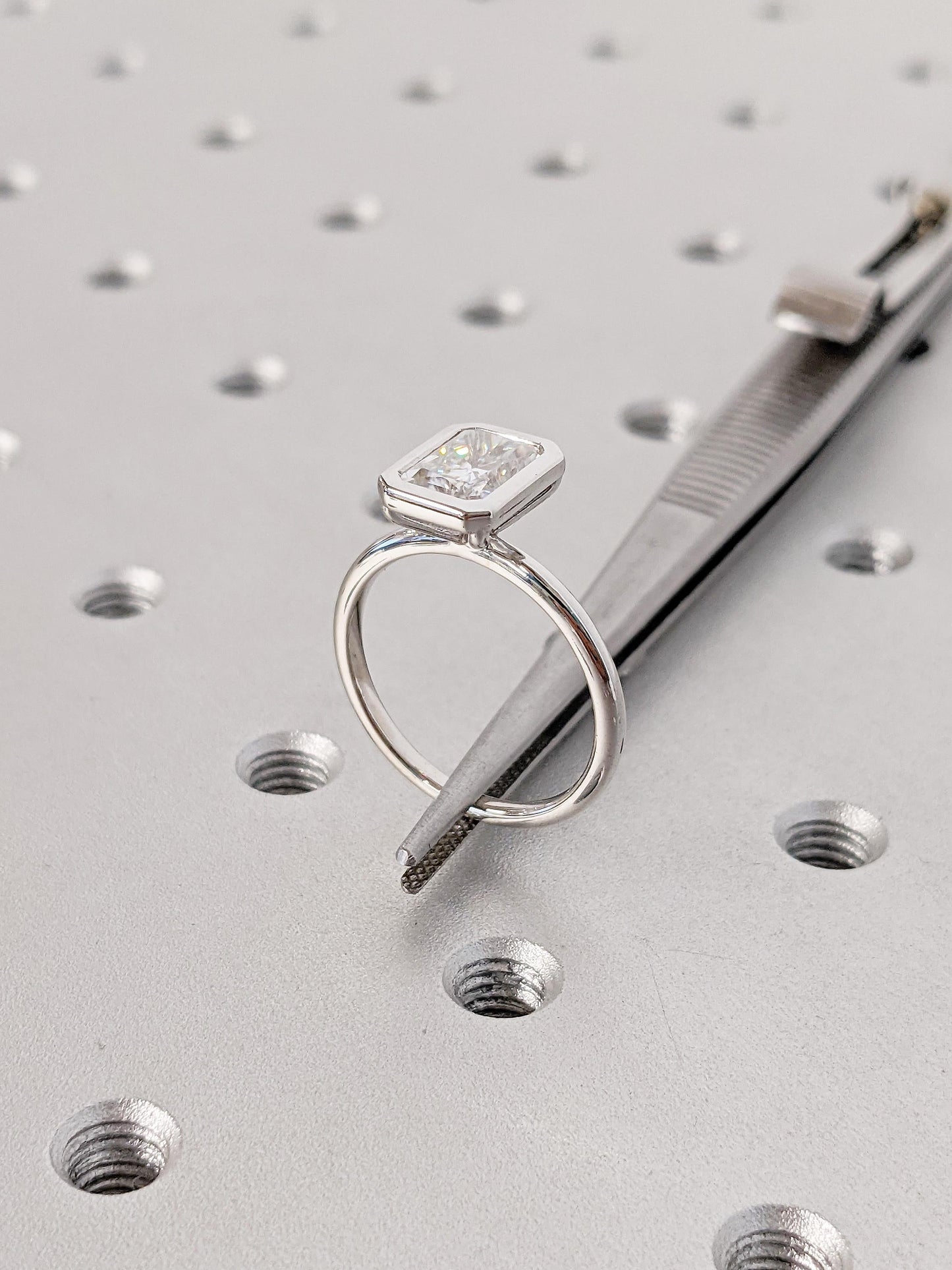 Asscher Three Stones Engagement Ring – 5.75 CT Moissanite Diamond