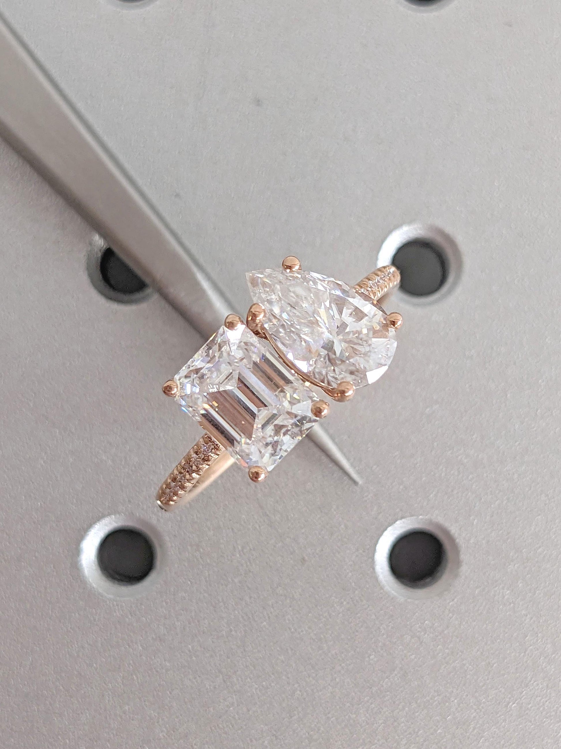 Asscher Three Stones Engagement Ring – 5.75 CT Moissanite Diamond