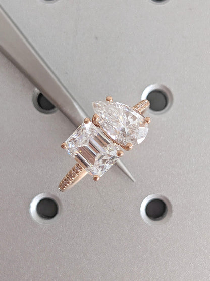 Asscher Three Stones Engagement Ring – 5.75 CT Moissanite Diamond