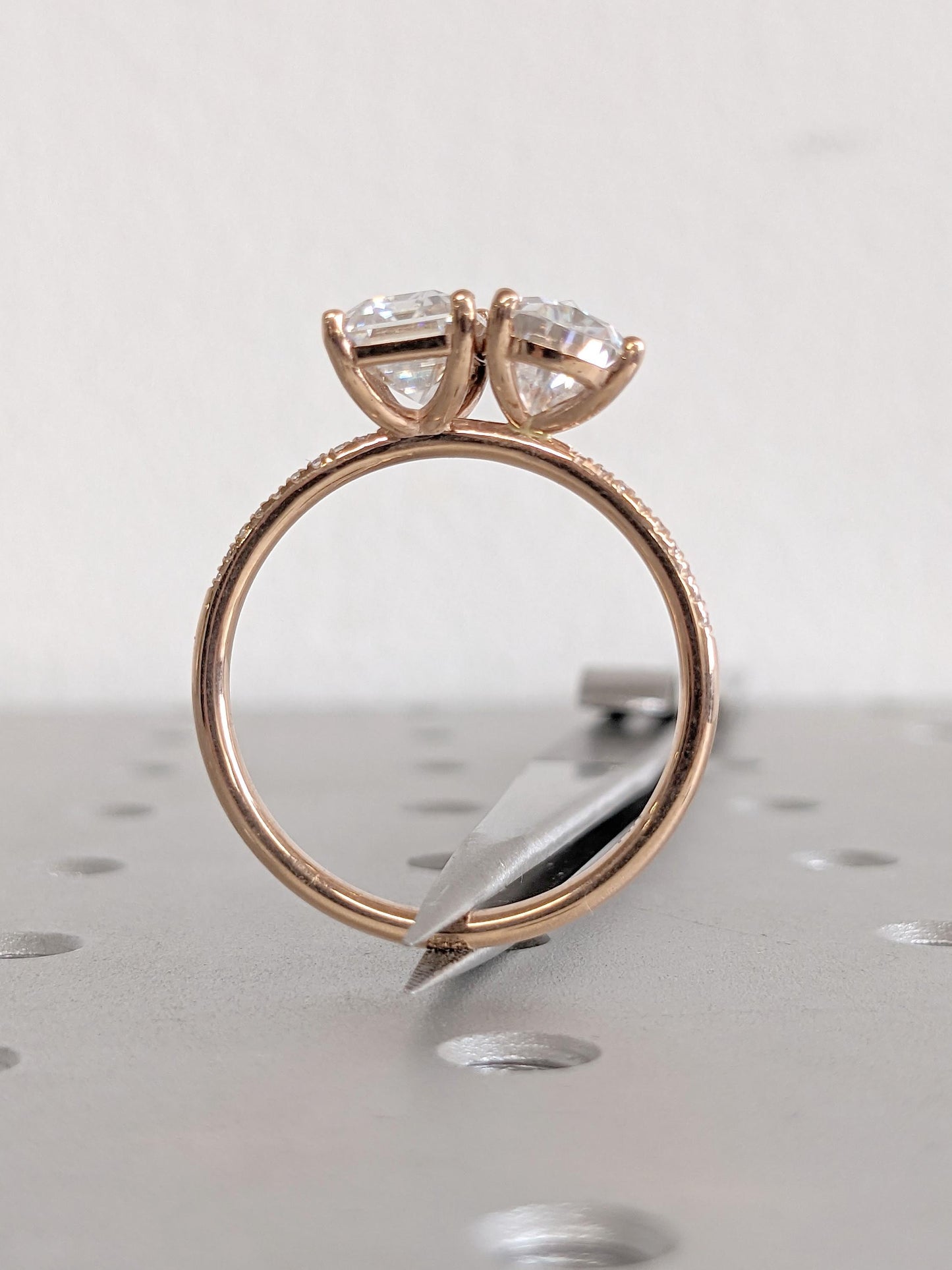 Asscher Three Stones Engagement Ring – 5.75 CT Moissanite Diamond