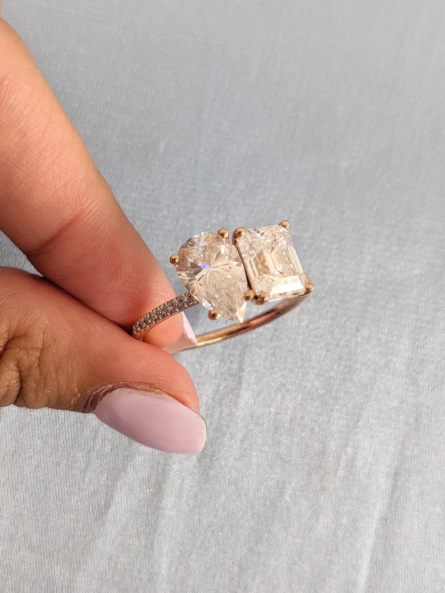 Asscher Three Stones Engagement Ring – 5.75 CT Moissanite Diamond