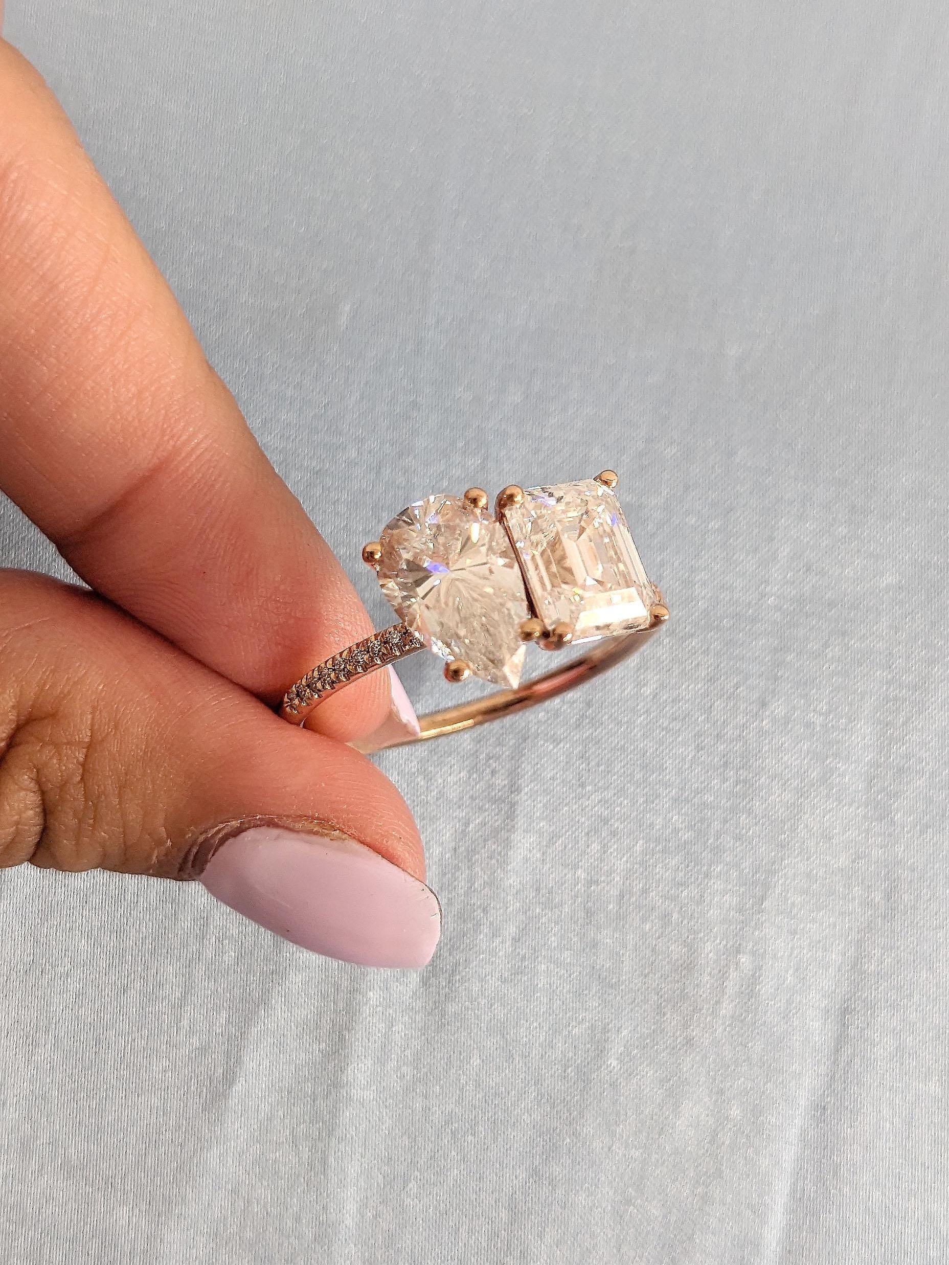 Asscher Three Stones Engagement Ring – 5.75 CT Moissanite Diamond