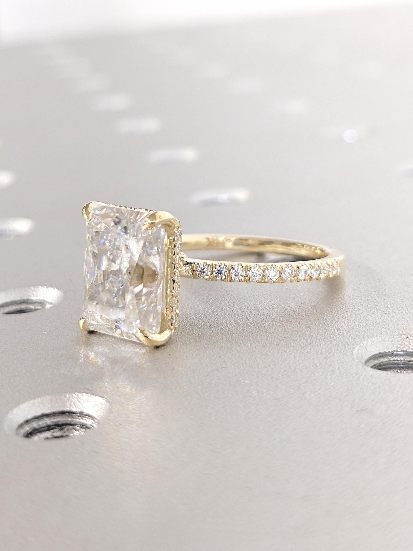Asscher Three Stones Engagement Ring – 5.75 CT Moissanite Diamond