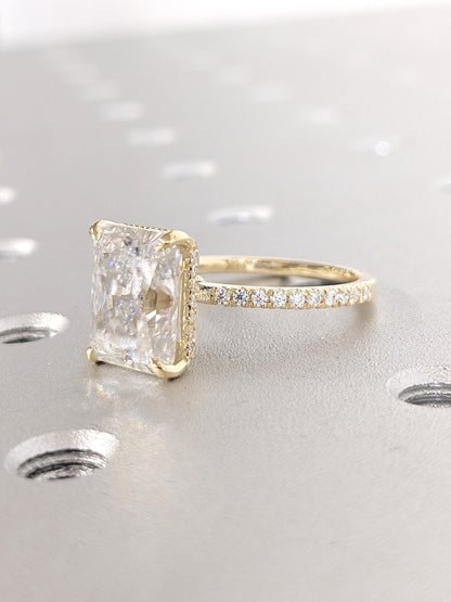 Asscher Three Stones Engagement Ring – 5.75 CT Moissanite Diamond