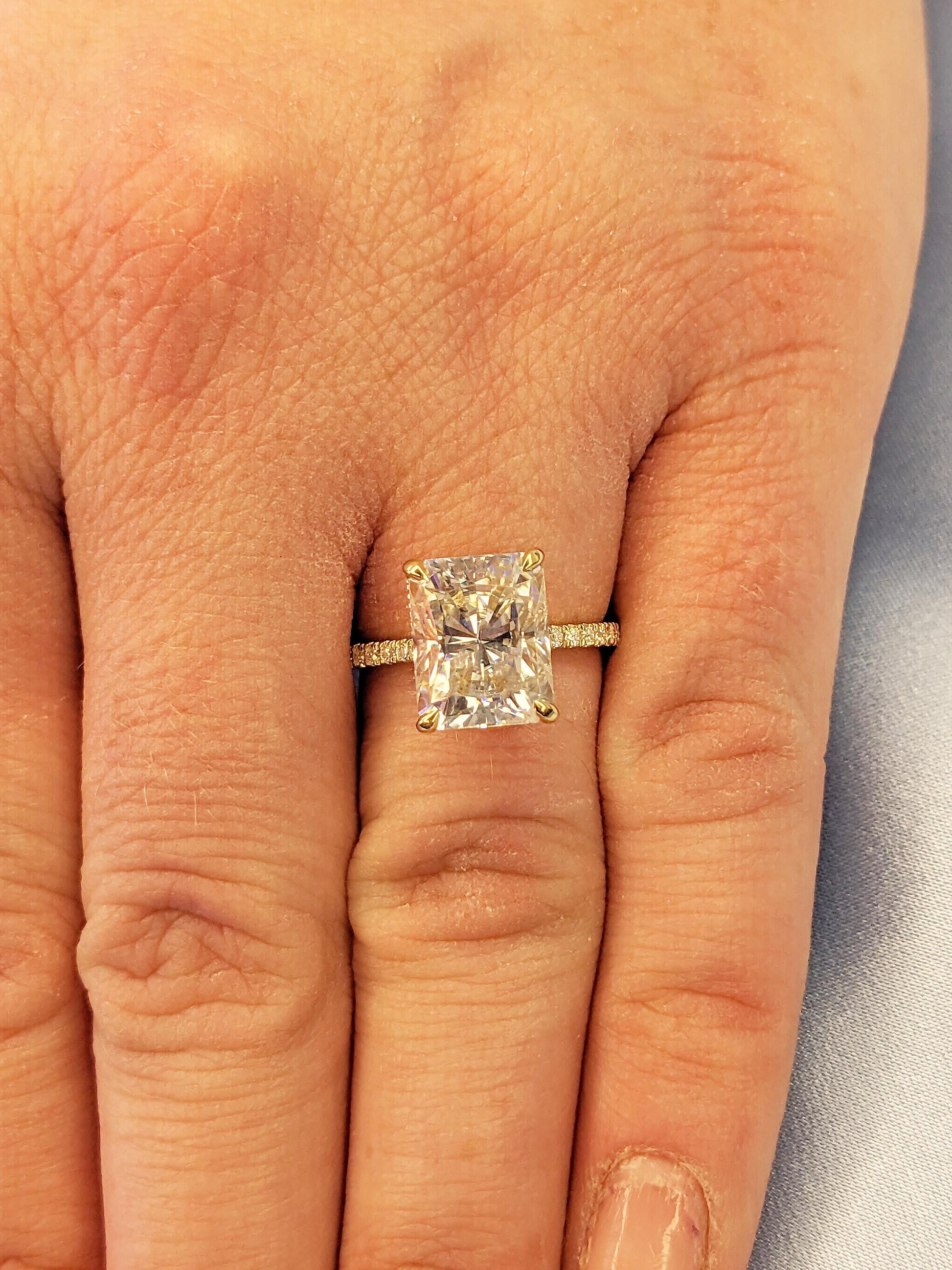 Asscher Three Stones Engagement Ring – 5.75 CT Moissanite Diamond