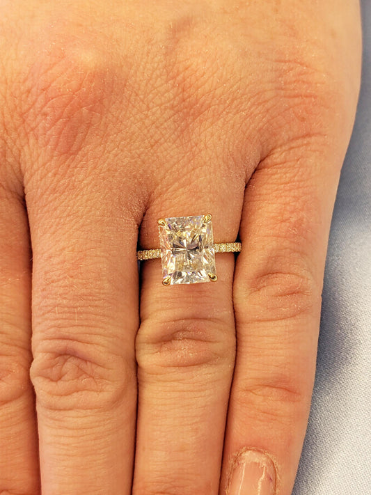 Asscher Three Stones Engagement Ring – 5.75 CT Moissanite Diamond
