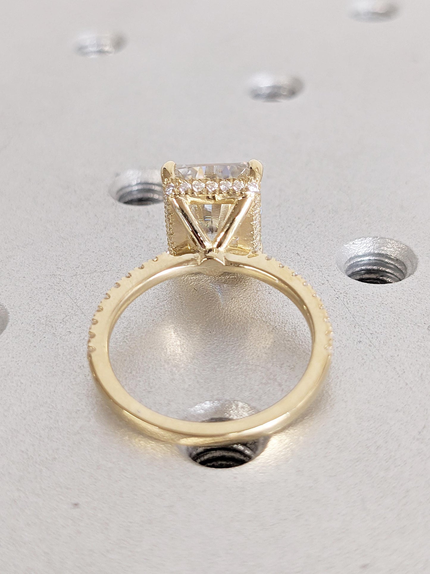 Asscher Three Stones Engagement Ring – 5.75 CT Moissanite Diamond