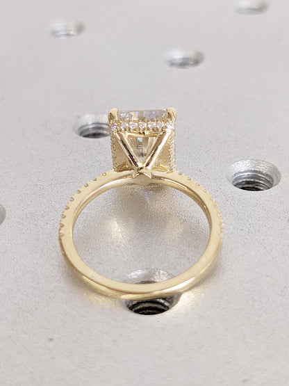 Asscher Three Stones Engagement Ring – 5.75 CT Moissanite Diamond