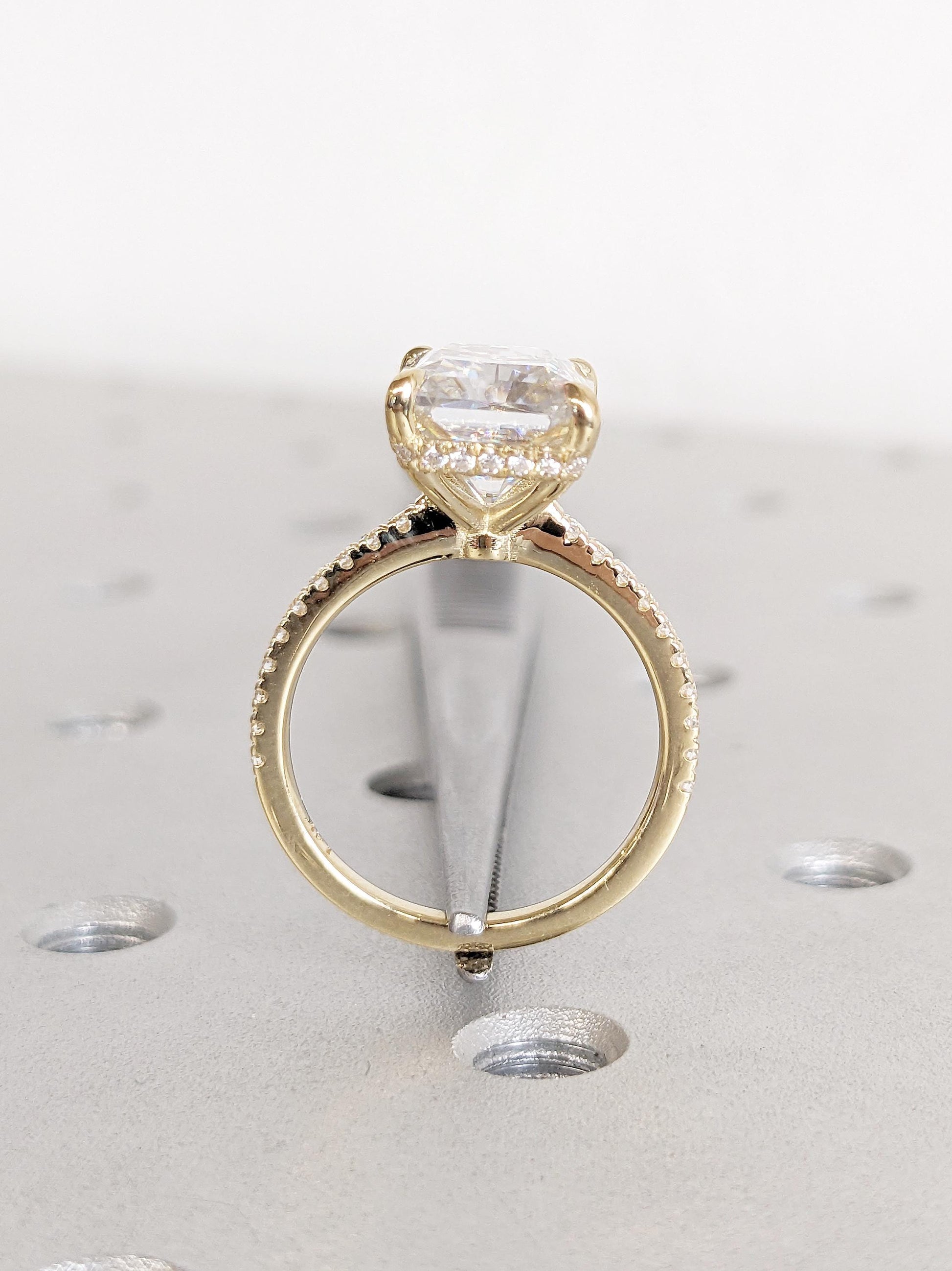 Asscher Three Stones Engagement Ring – 5.75 CT Moissanite Diamond