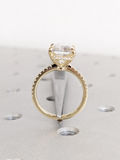 Asscher Three Stones Engagement Ring – 5.75 CT Moissanite Diamond