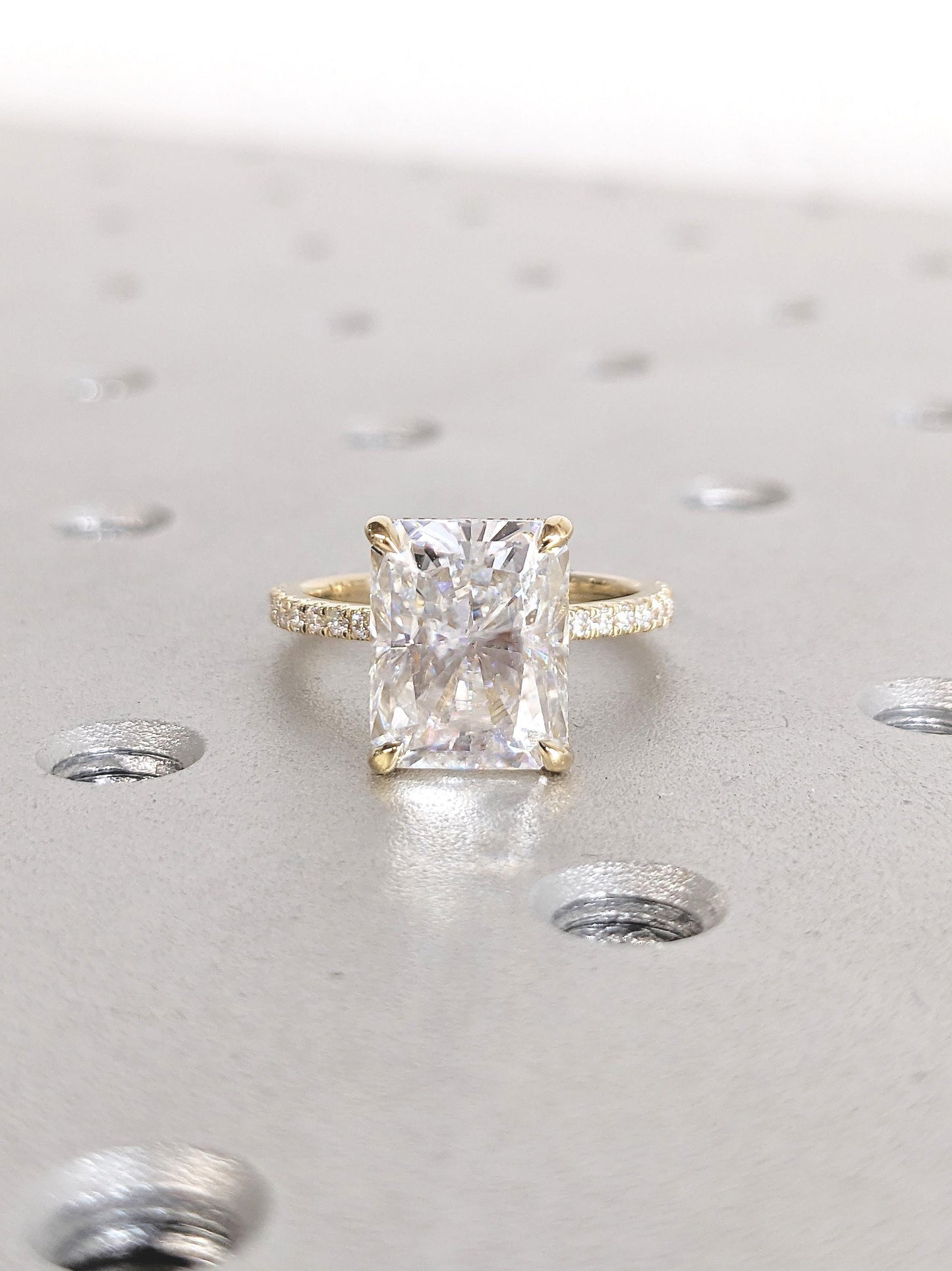 Asscher Three Stones Engagement Ring – 5.75 CT Moissanite Diamond