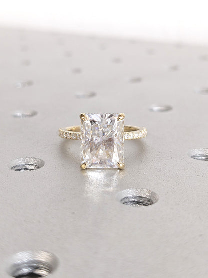 Asscher Three Stones Engagement Ring – 5.75 CT Moissanite Diamond