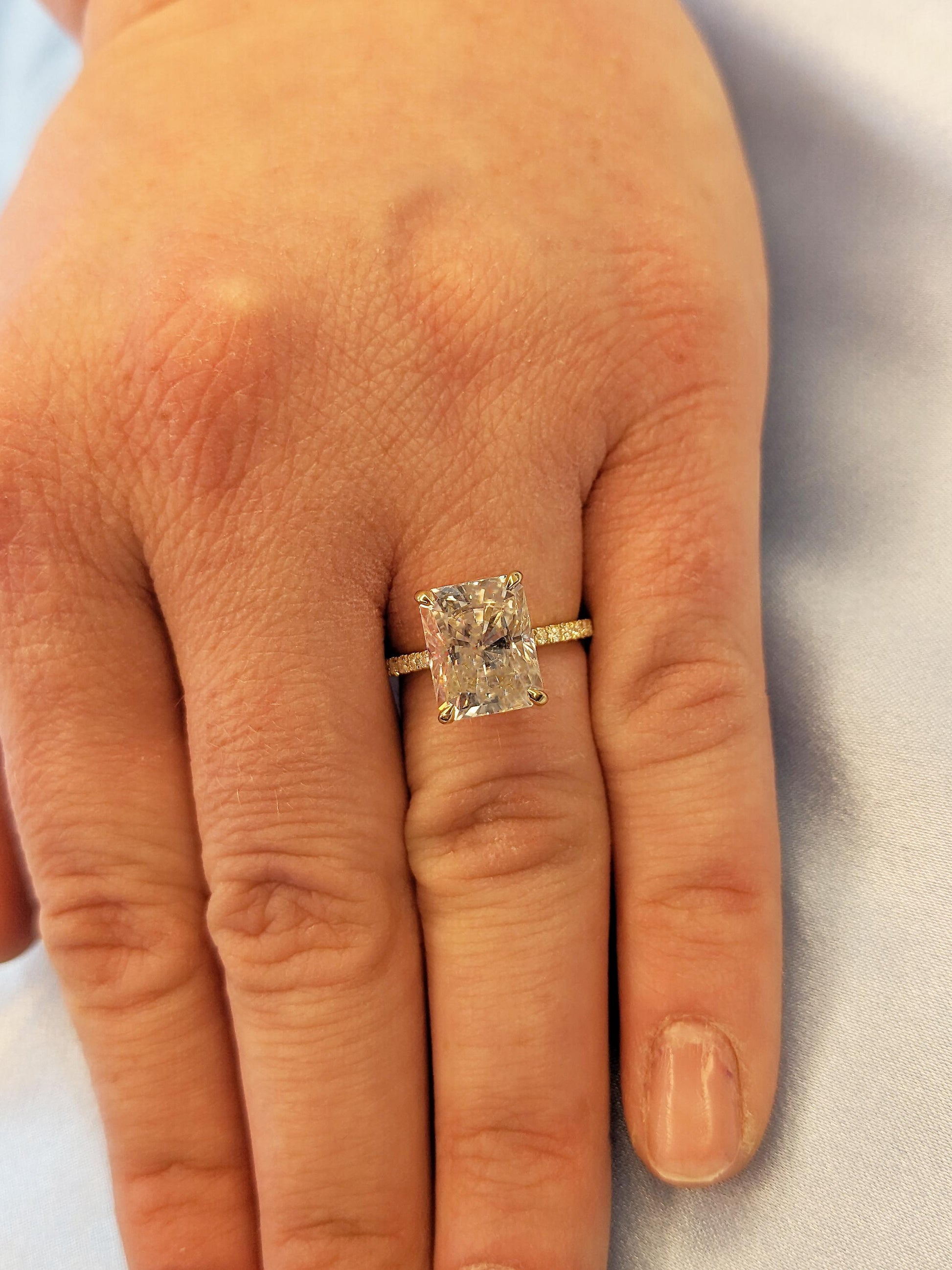 Asscher Three Stones Engagement Ring – 5.75 CT Moissanite Diamond