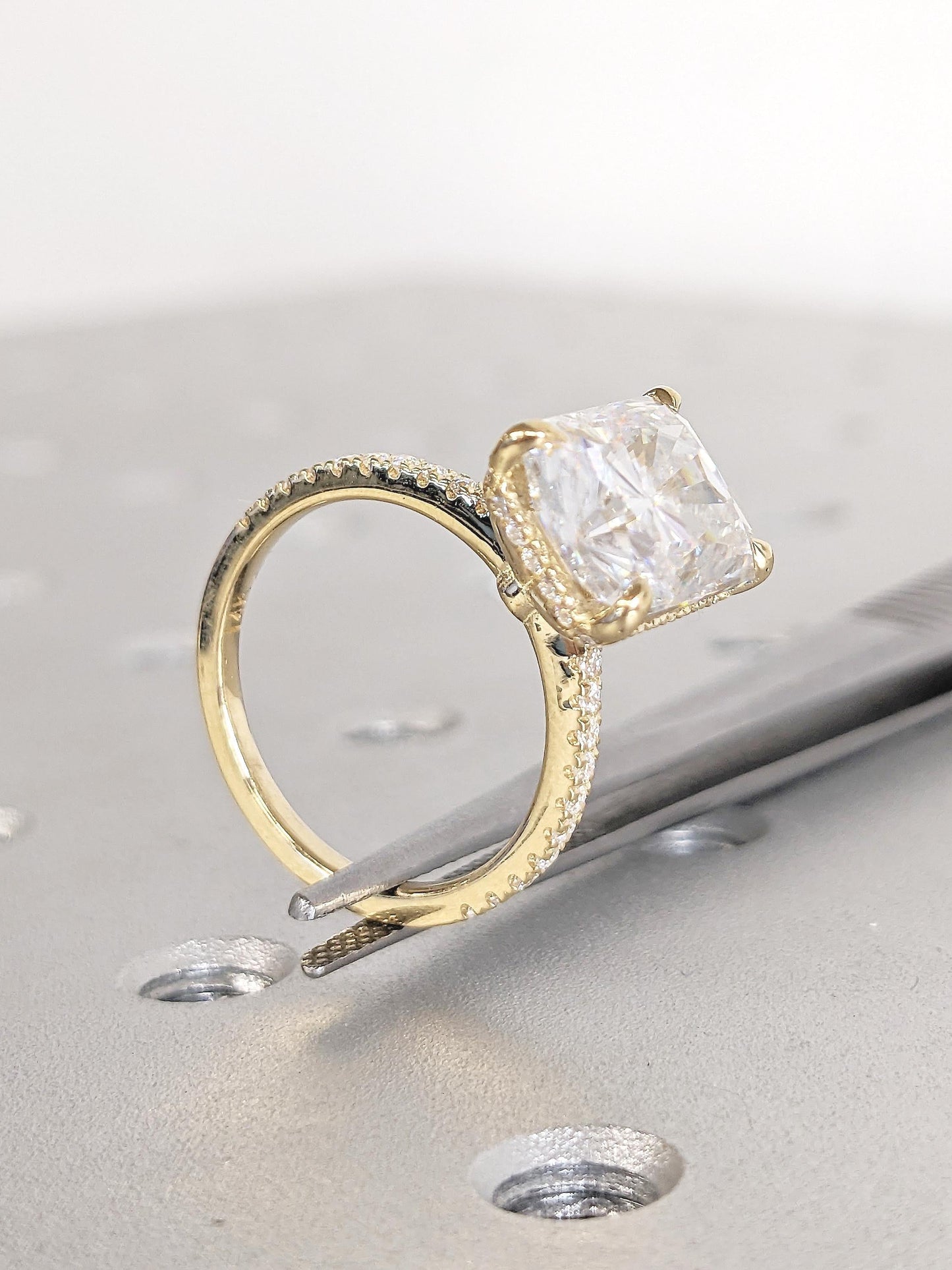 Asscher Three Stones Engagement Ring – 5.75 CT Moissanite Diamond
