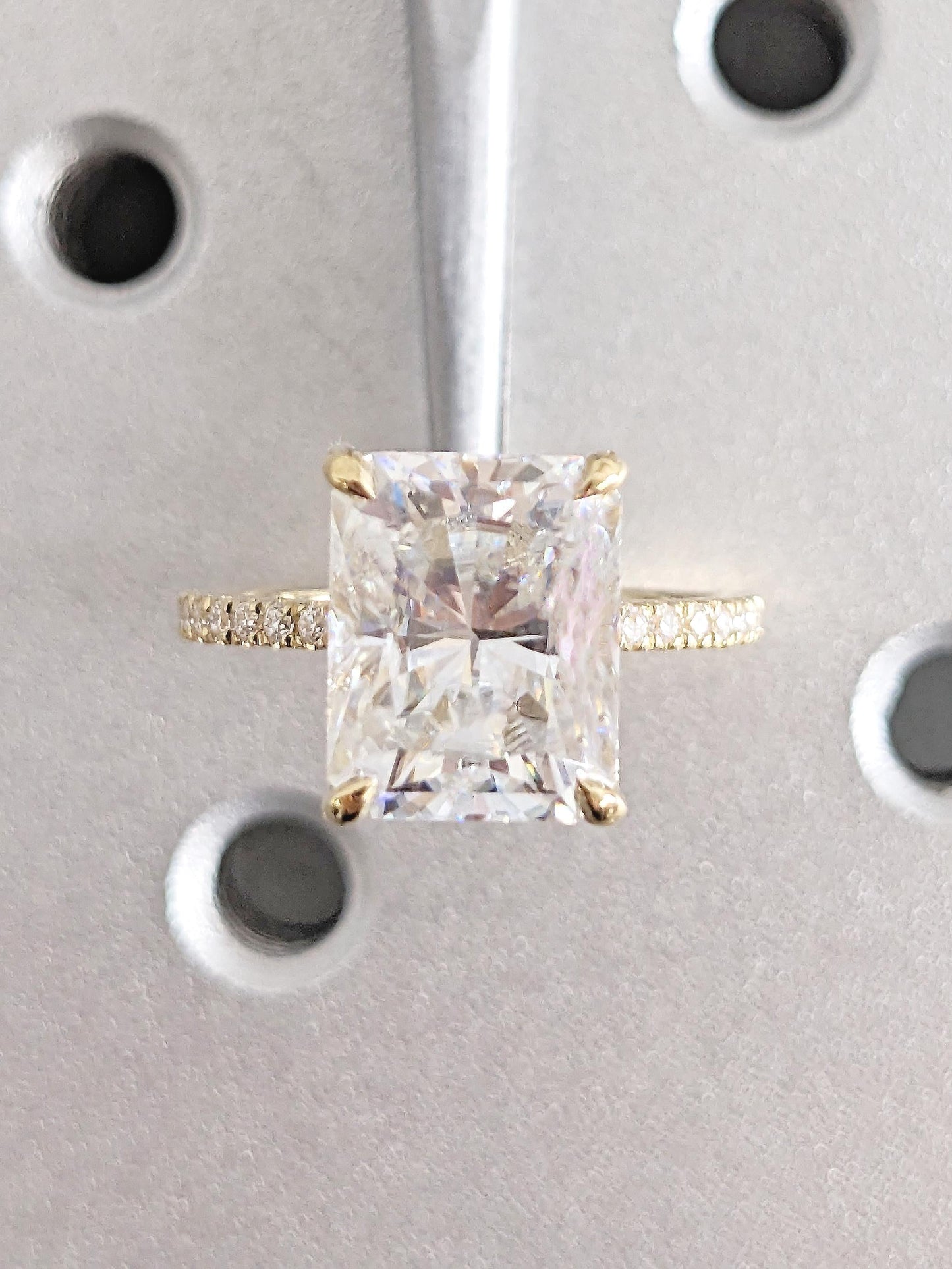 Asscher Three Stones Engagement Ring – 5.75 CT Moissanite Diamond