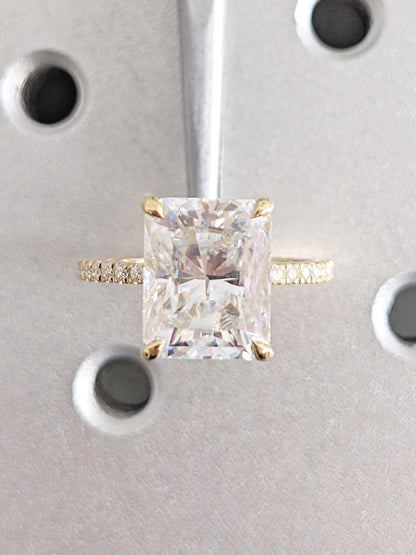 Asscher Three Stones Engagement Ring – 5.75 CT Moissanite Diamond