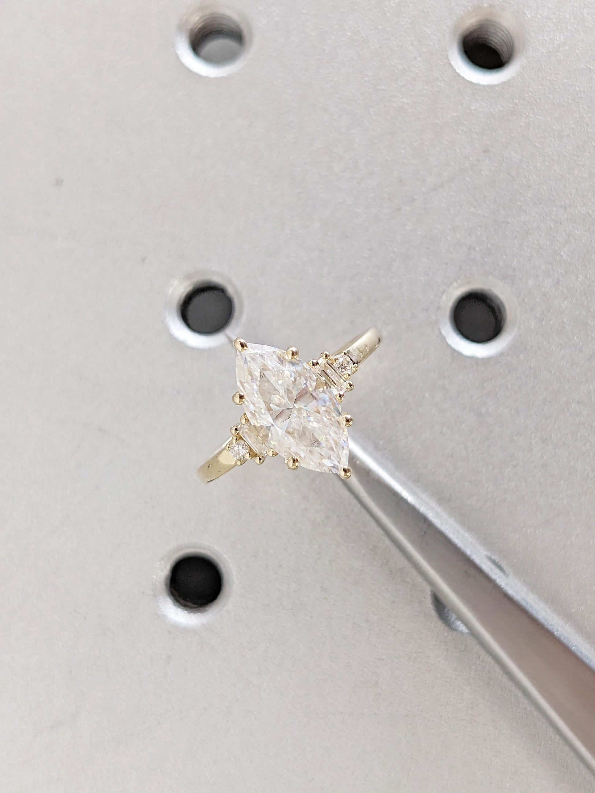 Asscher Three Stones Engagement Ring – 5.75 CT Moissanite Diamond
