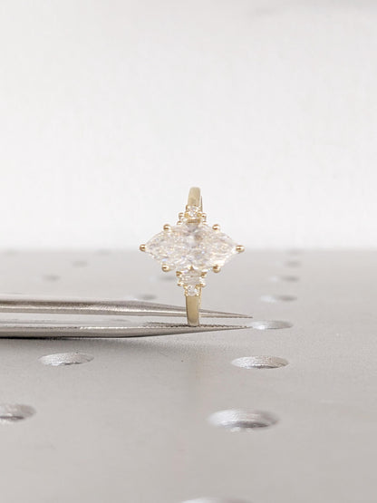 Asscher Three Stones Engagement Ring – 5.75 CT Moissanite Diamond